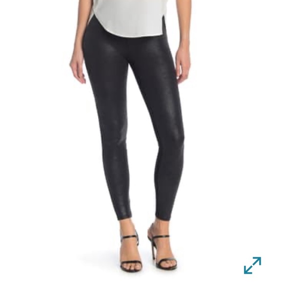 spanx faux leather panel leggings